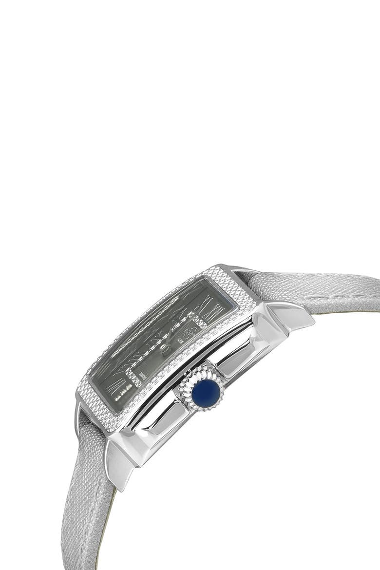Padova Swiss Diamond Leather Watch, 28.5mm - 0.014 ctw, Alternate, color, GRAY