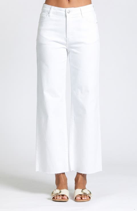 Crop Raw Hem Wide Leg Jeans