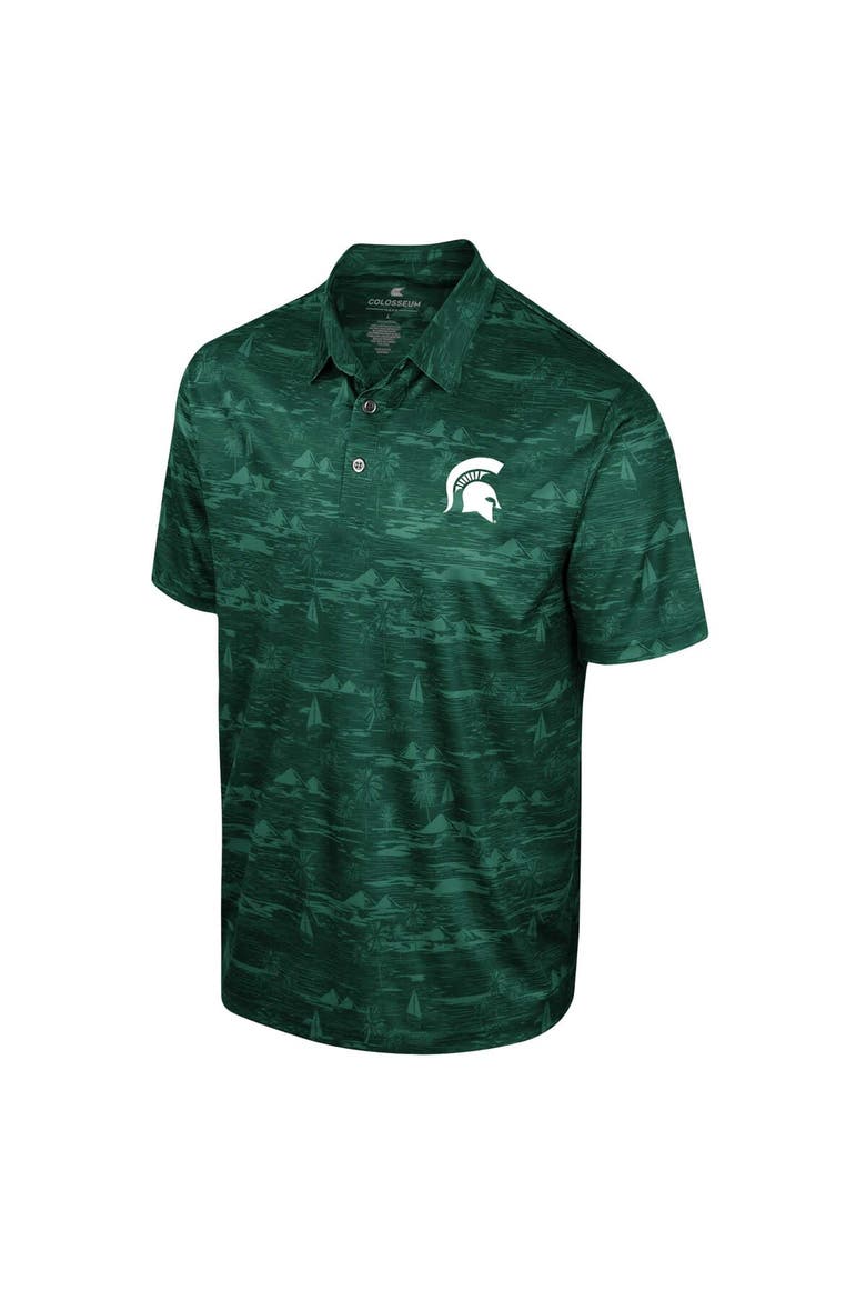 Men's Colosseum Green Michigan State Spartans Daly Print Polo, Alternate, color, Green