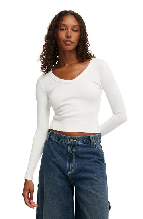 Cotton On Goldie Rib V Neck Long Sleeve