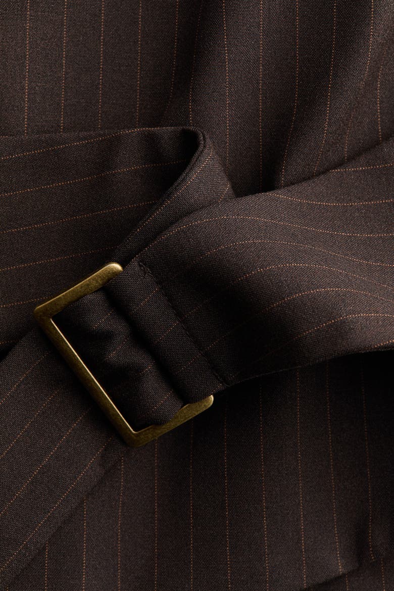Cropped Belt-detail Vest, Alternate, color, Dark brown/pinstriped