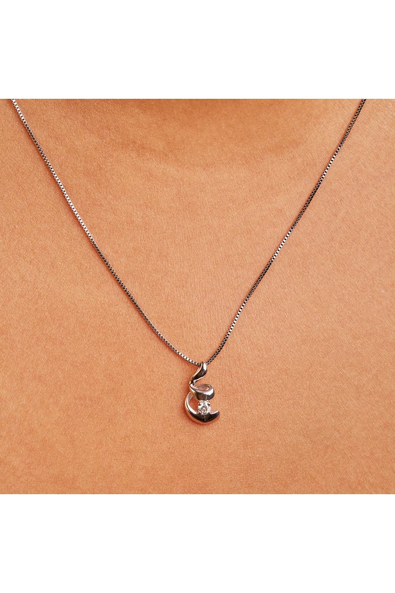 10K White Gold 1/10 Cttw Diamond Solitaire Spiral 18" Pendant Necklace, Alternate, color, White