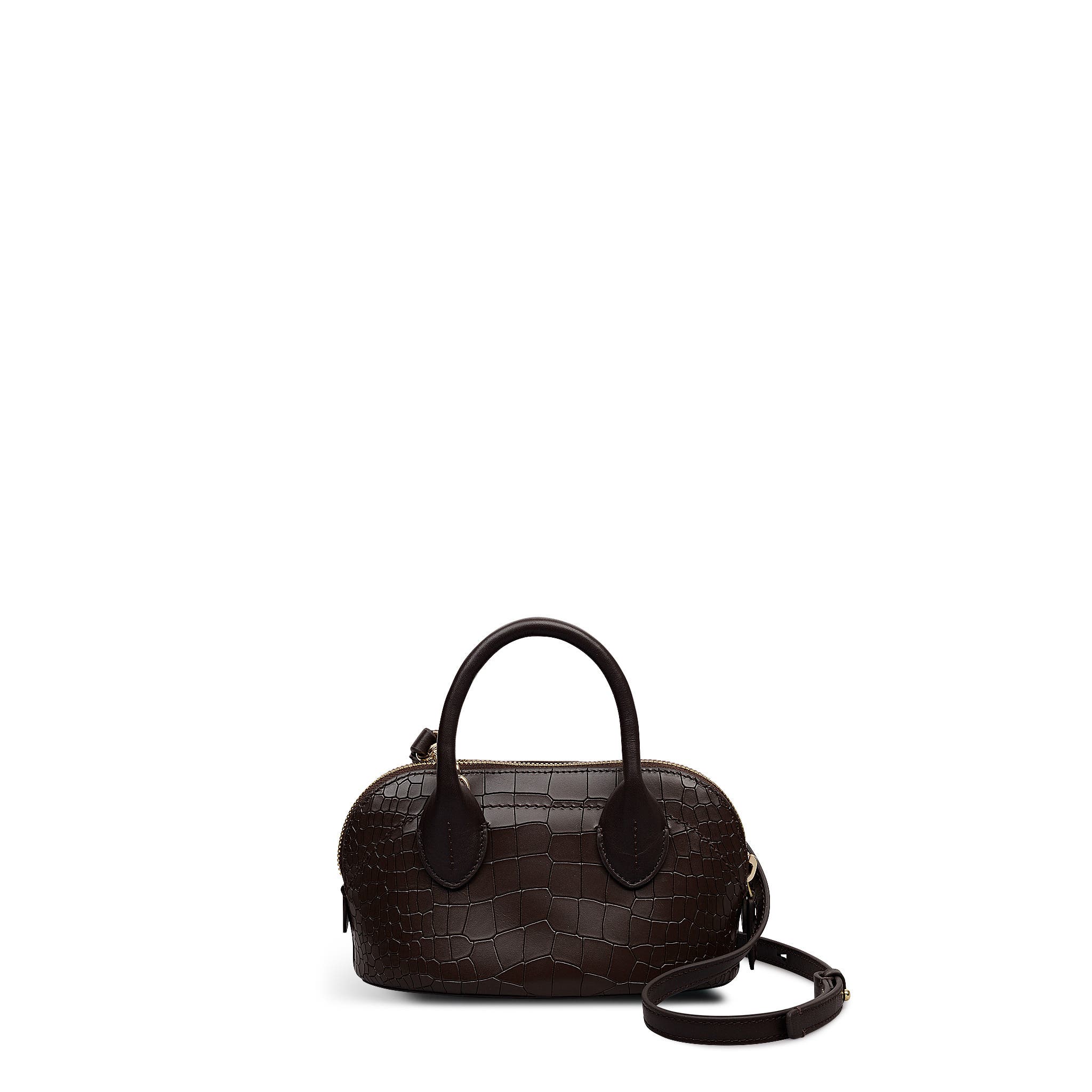 Radley The Muriel - Faux Croc Micro Ziptop Satchel Bag, Alternate, color, Dark Oak