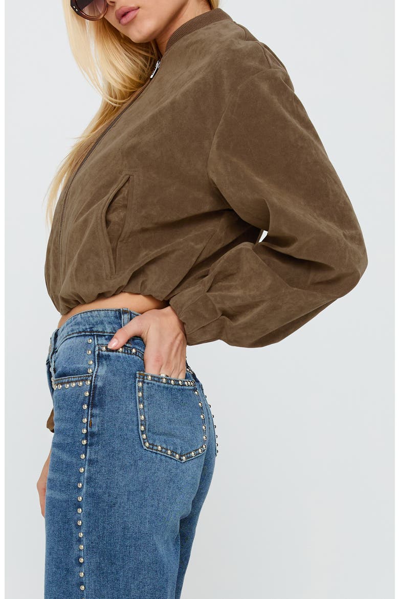 Jessalyn Faux Sude Jacket, Alternate, color, BROWN
