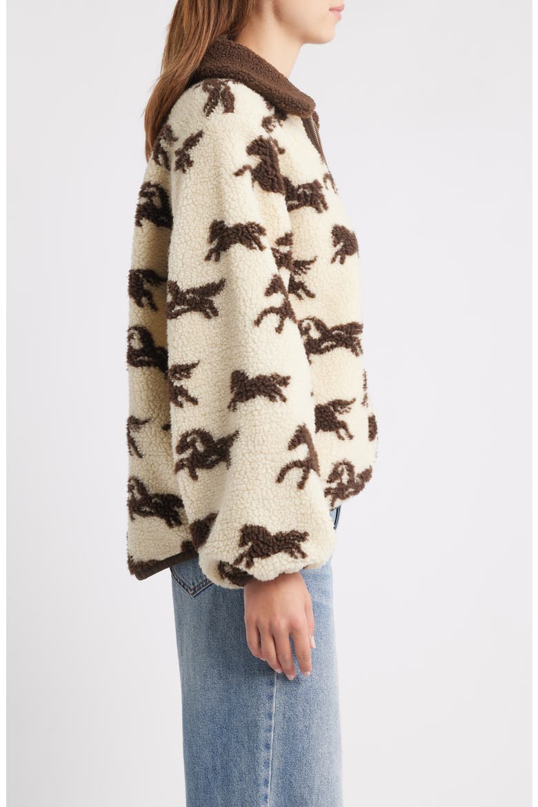 The Pasture Horse Print Fleece Jacket, Alternate, color, CREAM W/ HICKORY