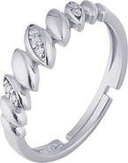 Spero London Lined Stones Marquise Sterling Silver Ring