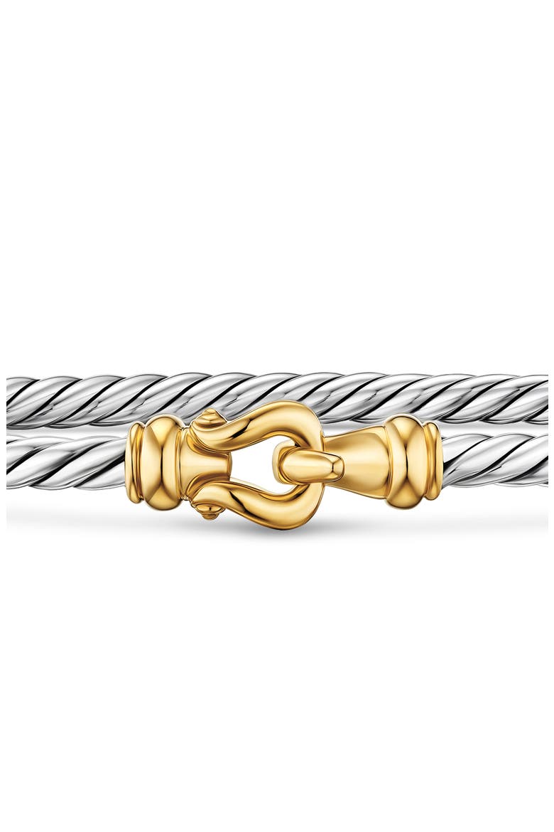 Micro Cable Flex® Buckle Bracelet in Sterling Silver with 14K Yellow Gold, 2.6mm, Alternate, color, SILVER