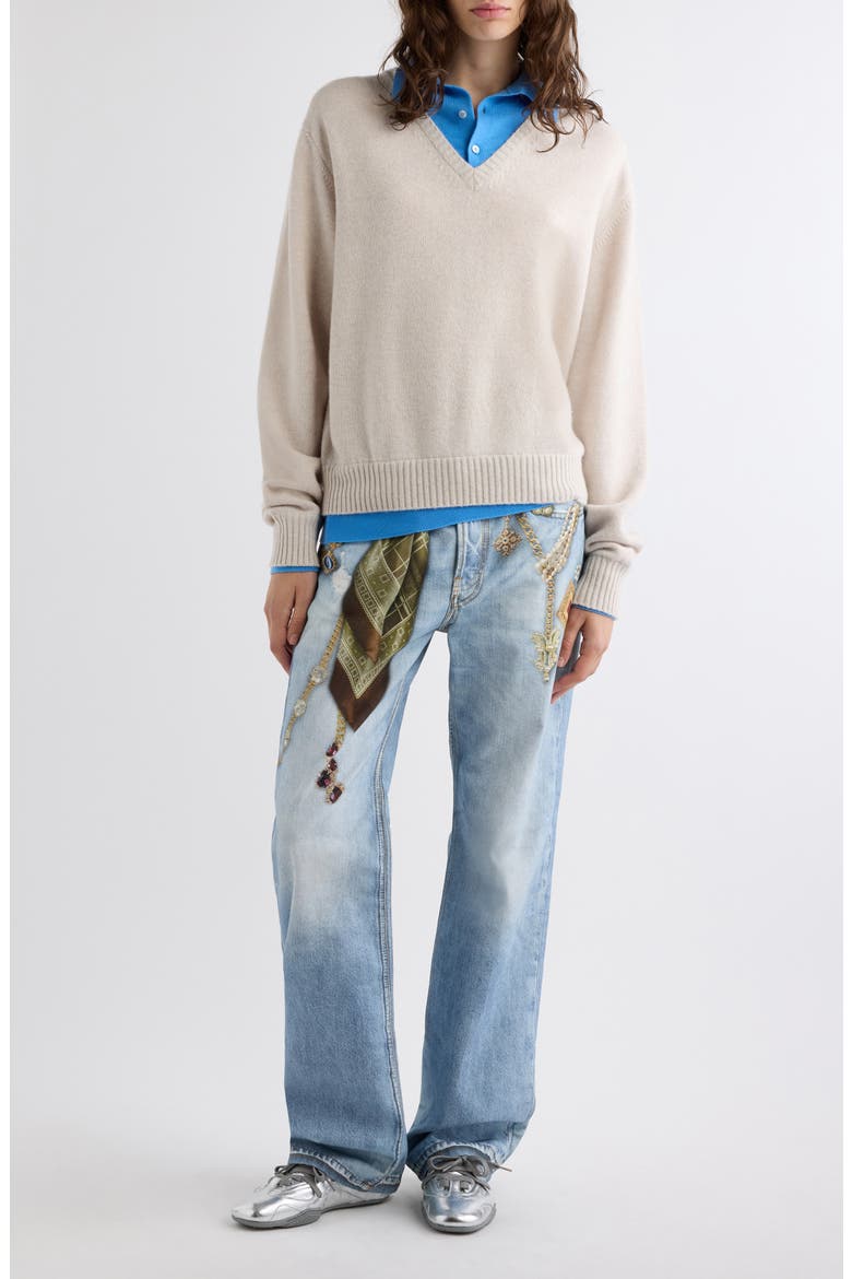 Kaschar Layered Sweater, Alternate, color, DIRTY WHITE
