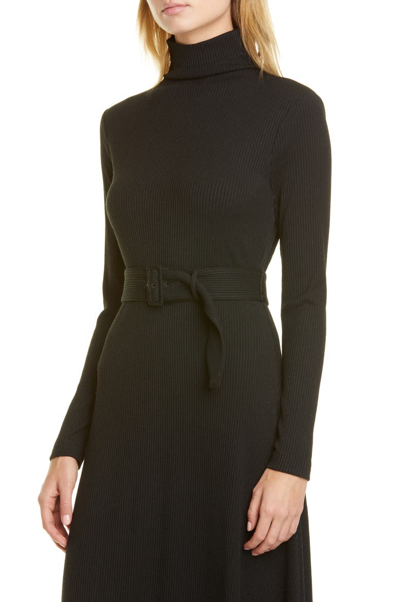 Melissah Knit Long Sleeve Midi Dress, Alternate, color, BLACK