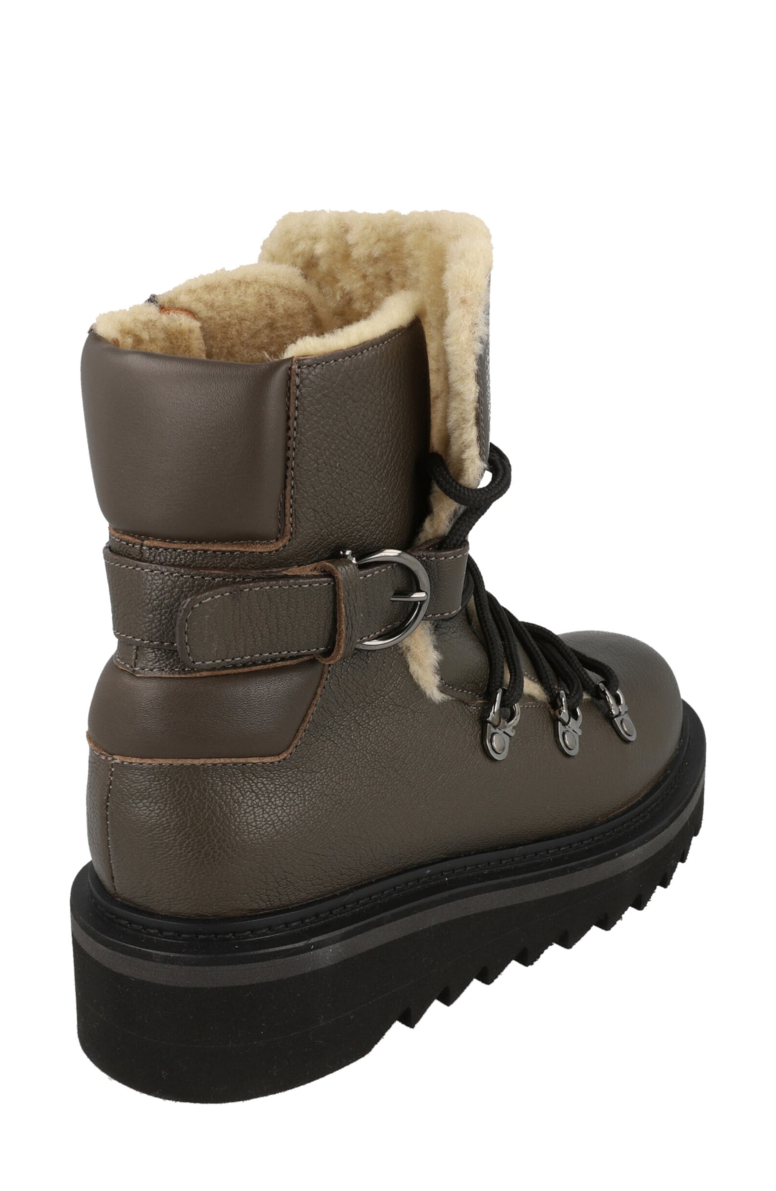 FERRAGAMO Elimo Genuine Shearling Leather Boot, Alternate, color, Dark Grey