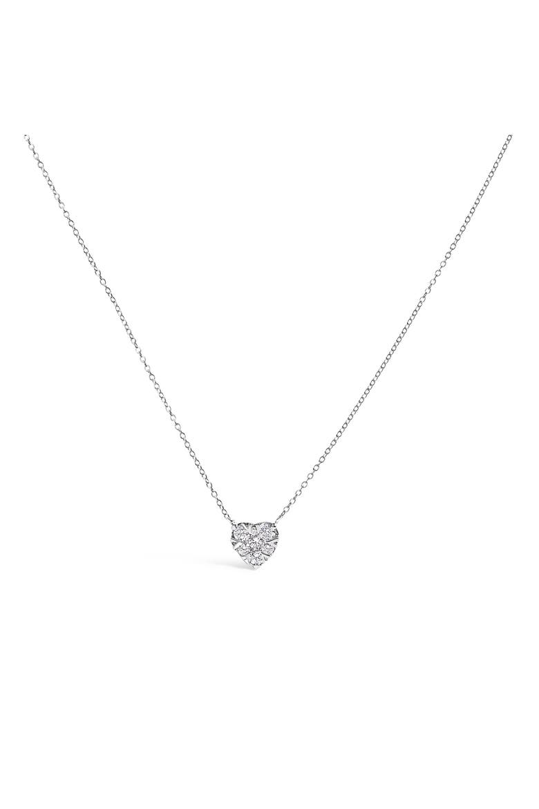 14K White Gold 1/4 Cttw Diamond Composite Heart Pendant Necklace, Main, color, White