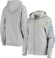 Junk Food Women's Junk Food Gray Los Angeles Chargers Fleece Full-Zip Hoodie