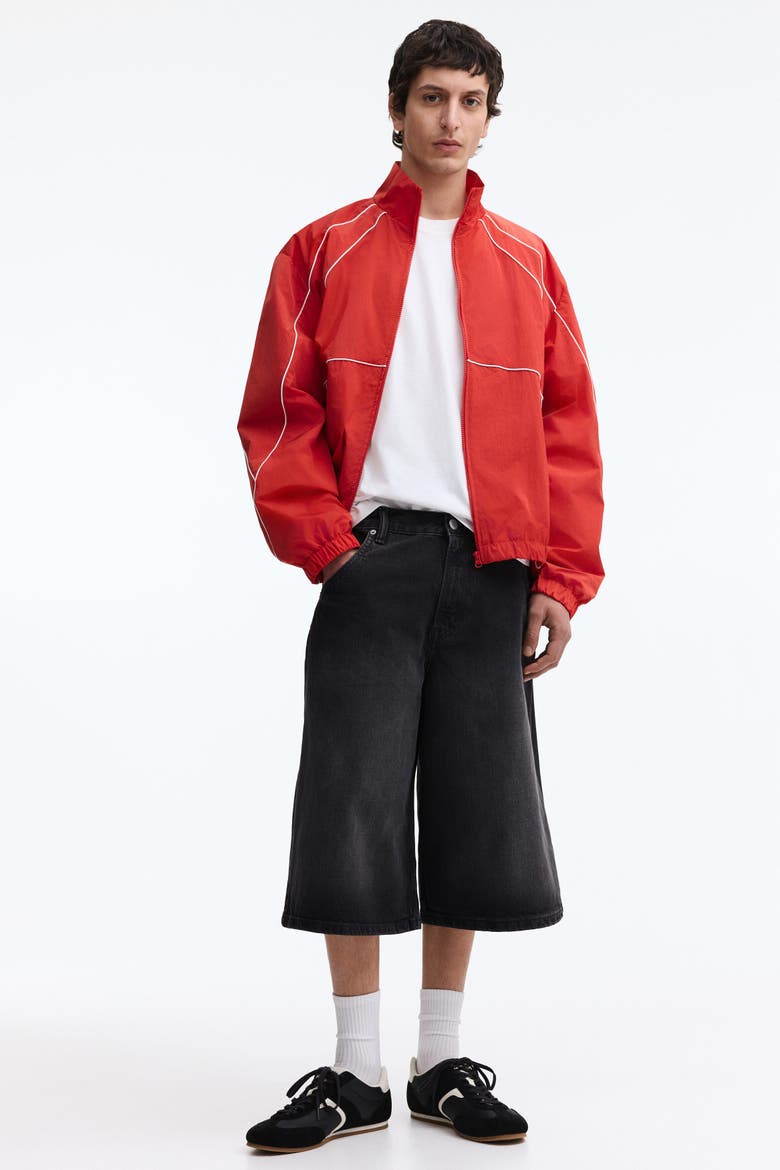 Baggy Denim Shorts, Main, color, Denim black