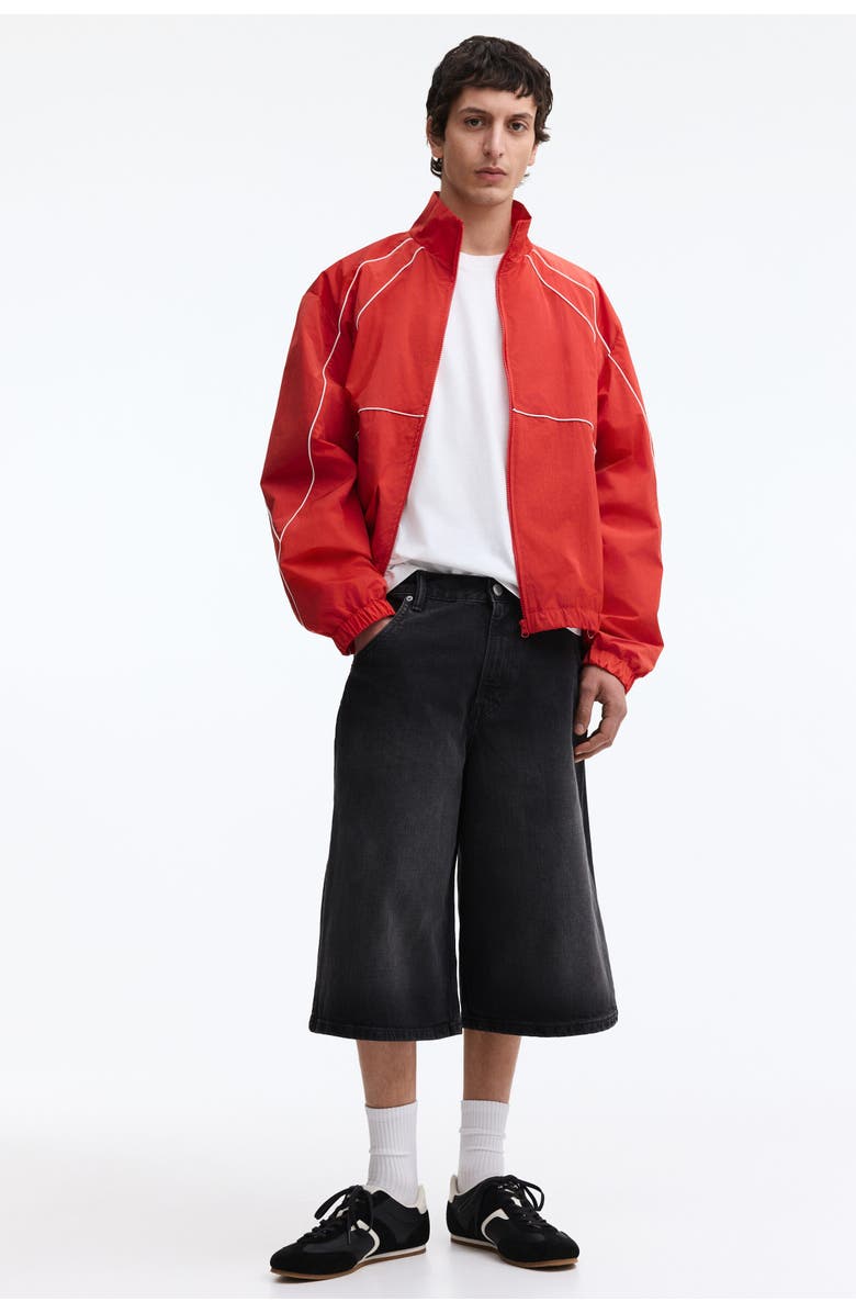 H&M Baggy Denim Shorts, Main, color, Denim Black