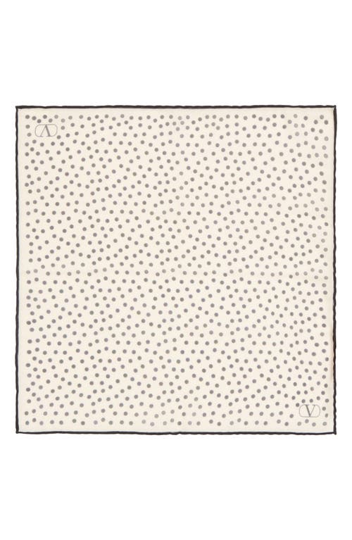 Valentino Garavani Silk Polka Dot Scarf Women In Bianco/blue
