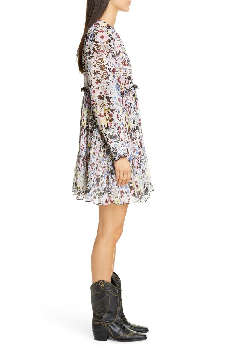 Ganni Long Sleeve Floral Print Georgette Dress, Alternate, color,