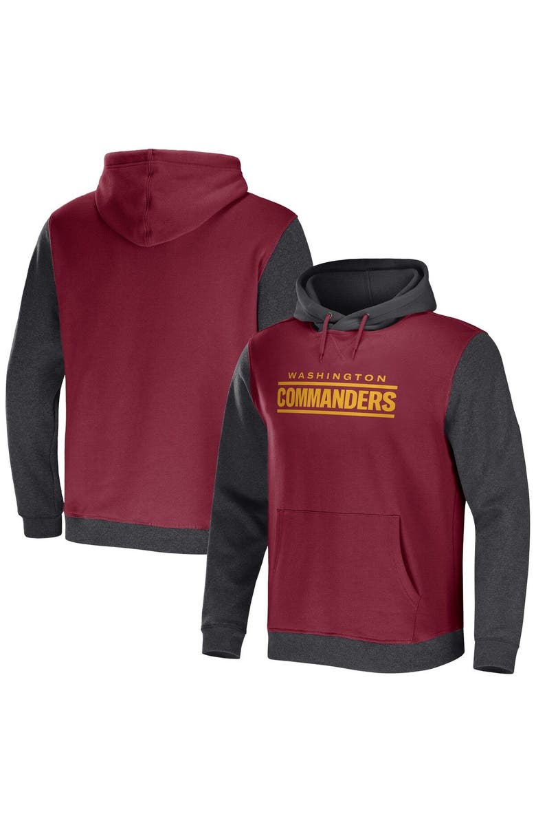 NFL X DARIUS RUCKER Men's NFL x Darius Rucker Collection by Fanatics Burgundy/Charcoal Washington Commanders Colorblock Pullover Hoodie, Main, color, Burgundy
