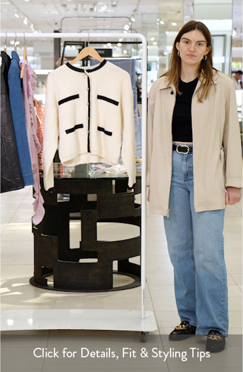 Contrast Trim Cotton Blend Crop Cardigan, sales video thumbnail
