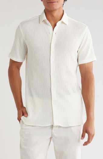 T.R. PREMIUM Waffle Knit Short Sleeve Button-Up Shirt