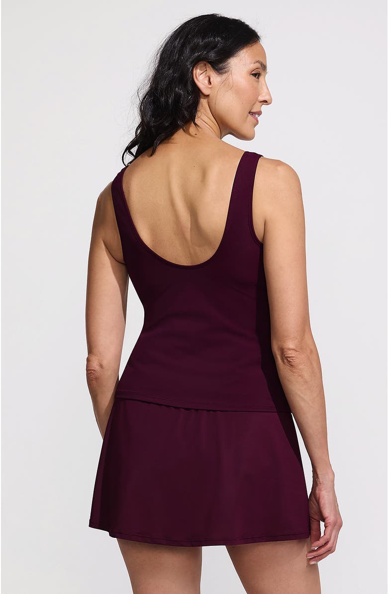 Lands' End Slender Suit Tummy Control Wrap Tankini Swimsuit Top, Alternate, color, Dark Wine