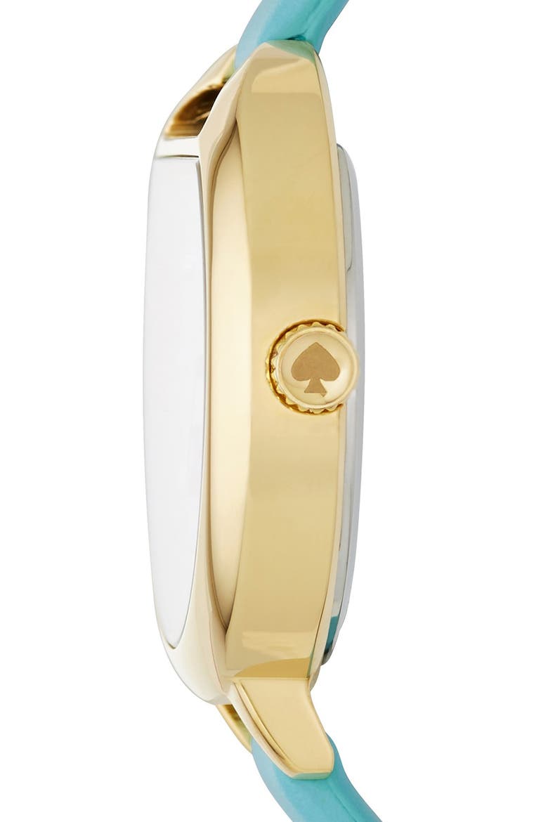 'metro - fishbowl' leather strap watch, 34mm, Alternate, color, FROSTED MINT/ FISH