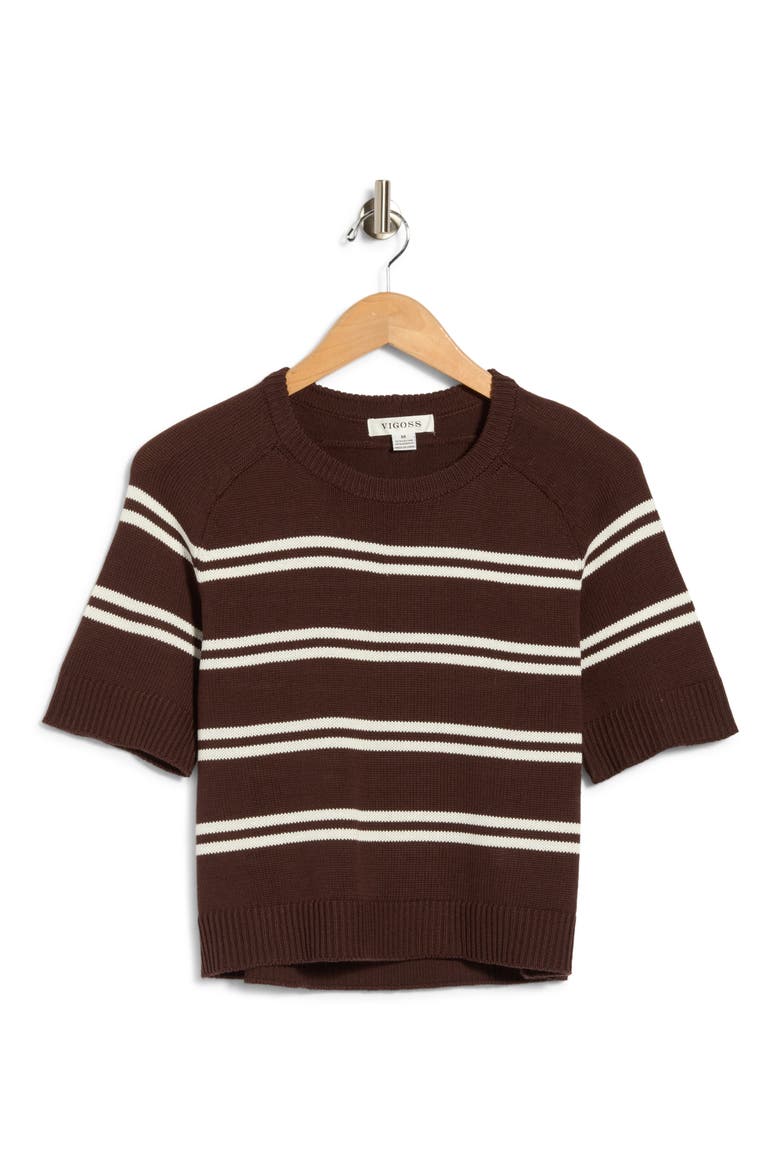 Nautical Stripe Sweater, Main, color, DARK CHOCOLATE/ CREME