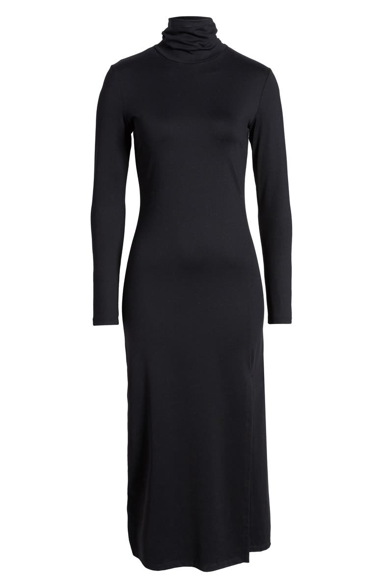 Susana Monaco Long Sleeve Turtleneck Slit Midi Dress, Alternate, color,