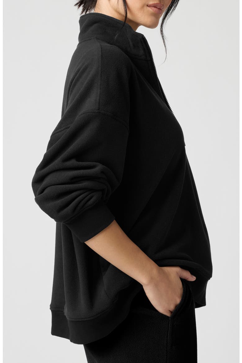 Polar Fleece Quarter Zip Sweatshirt, Alternate, color, BLACK