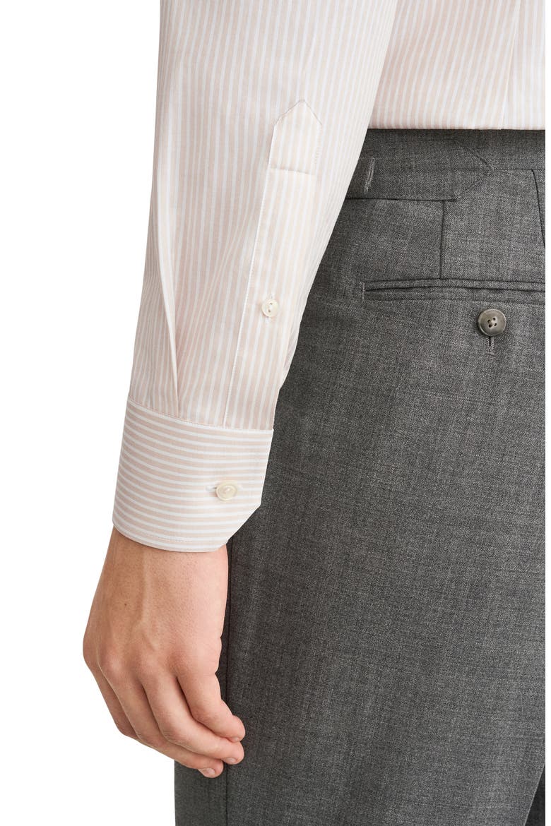 Slim Fit Striped Shirt, Alternate, color, LIGHT BEIGE