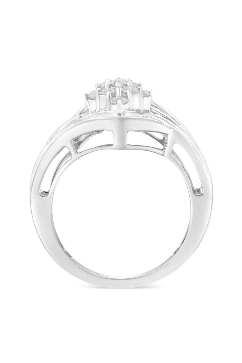 10K White Gold 1.0 Cttw Diamond Bypass Cluster Ring, Alternate, color, White Gold