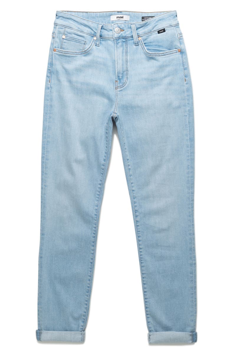 Mavi Jeans Kathleen High Waist Cuffed Slim Straight Leg Jeans, Alternate, color, Light Blue Flex Blue