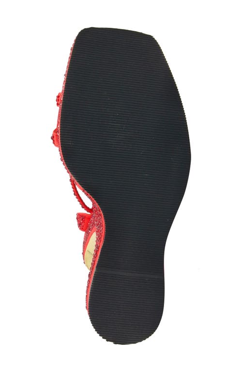Lady Couture Rhinestone Wedge Sandal In Red