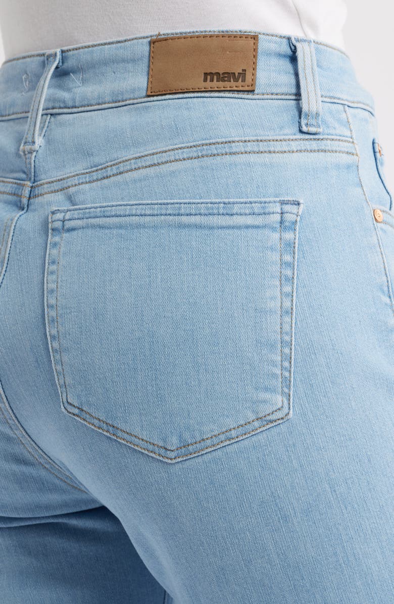 Mavi Jeans Anika High Waist Raw Hem Flare Leg Jeans, Alternate, color, Light Blue Flex Blue