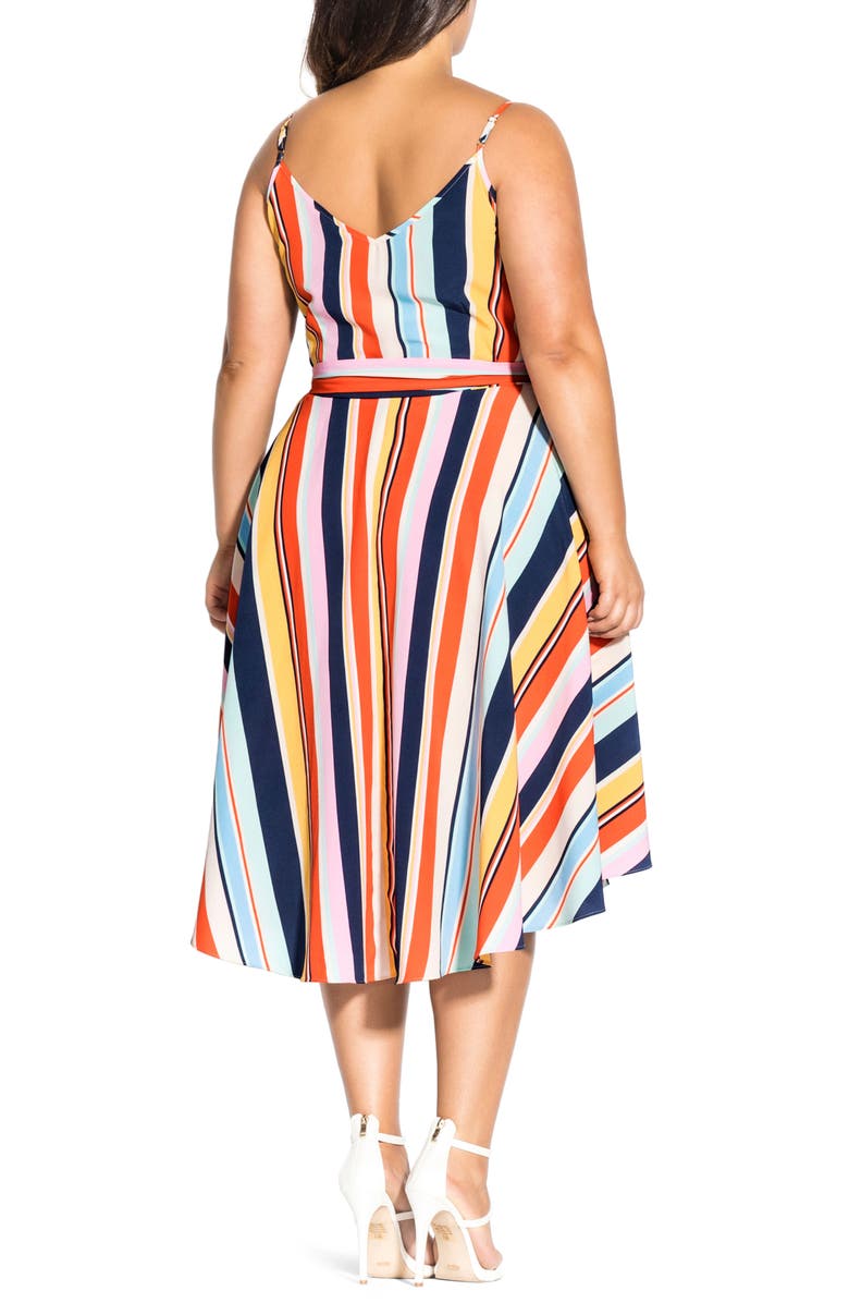 City Chic Freedom Stripe Wrap Dress, Alternate, color, 
