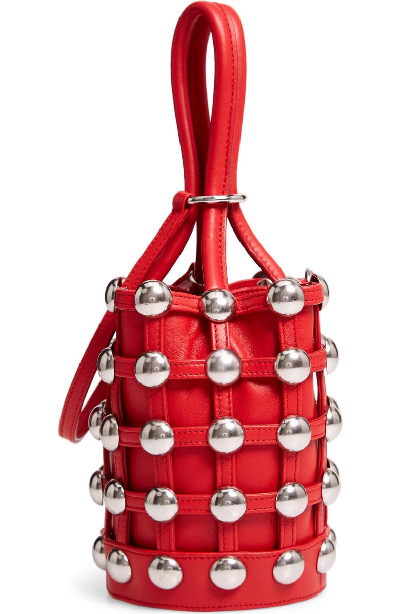 Alexander Wang Mini Roxy Studded Cage Leather Bucket Bag, Alternate, color,