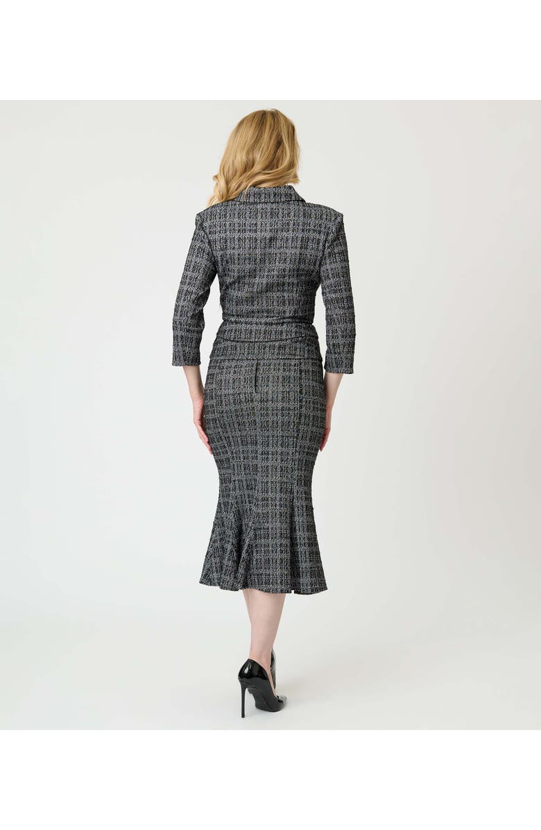 Unique Vintage Boucle Trumpet Skirt, Alternate, color, Black & White Plaid