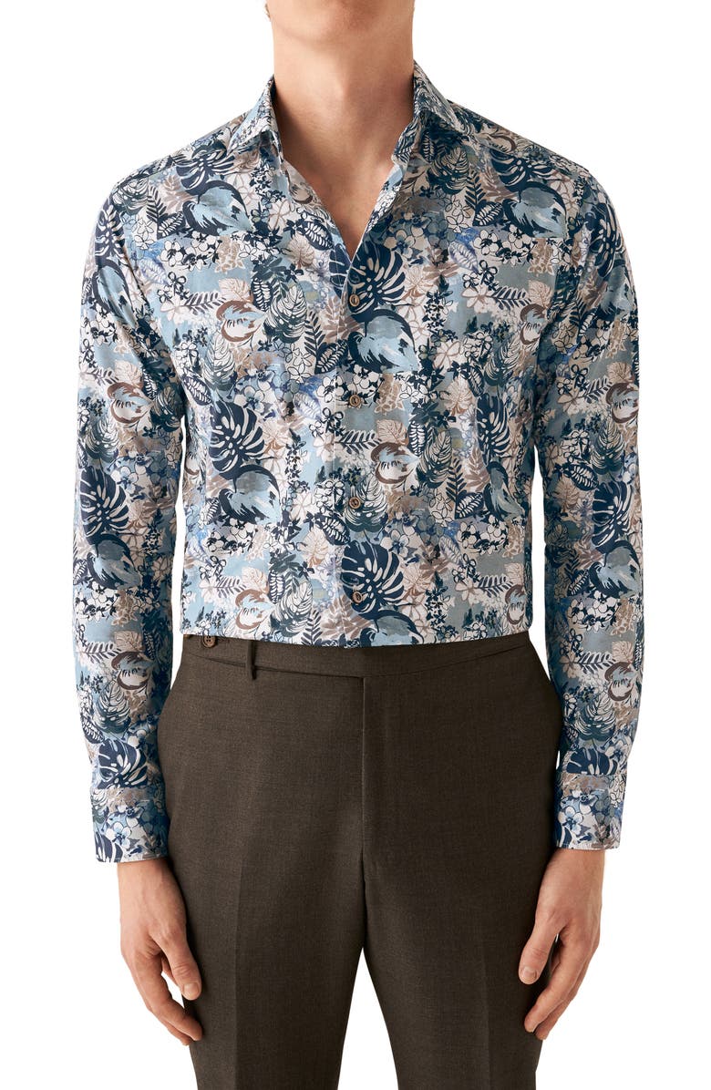 Eton Slim Fit Floral Dress Shirt, Main, color, 