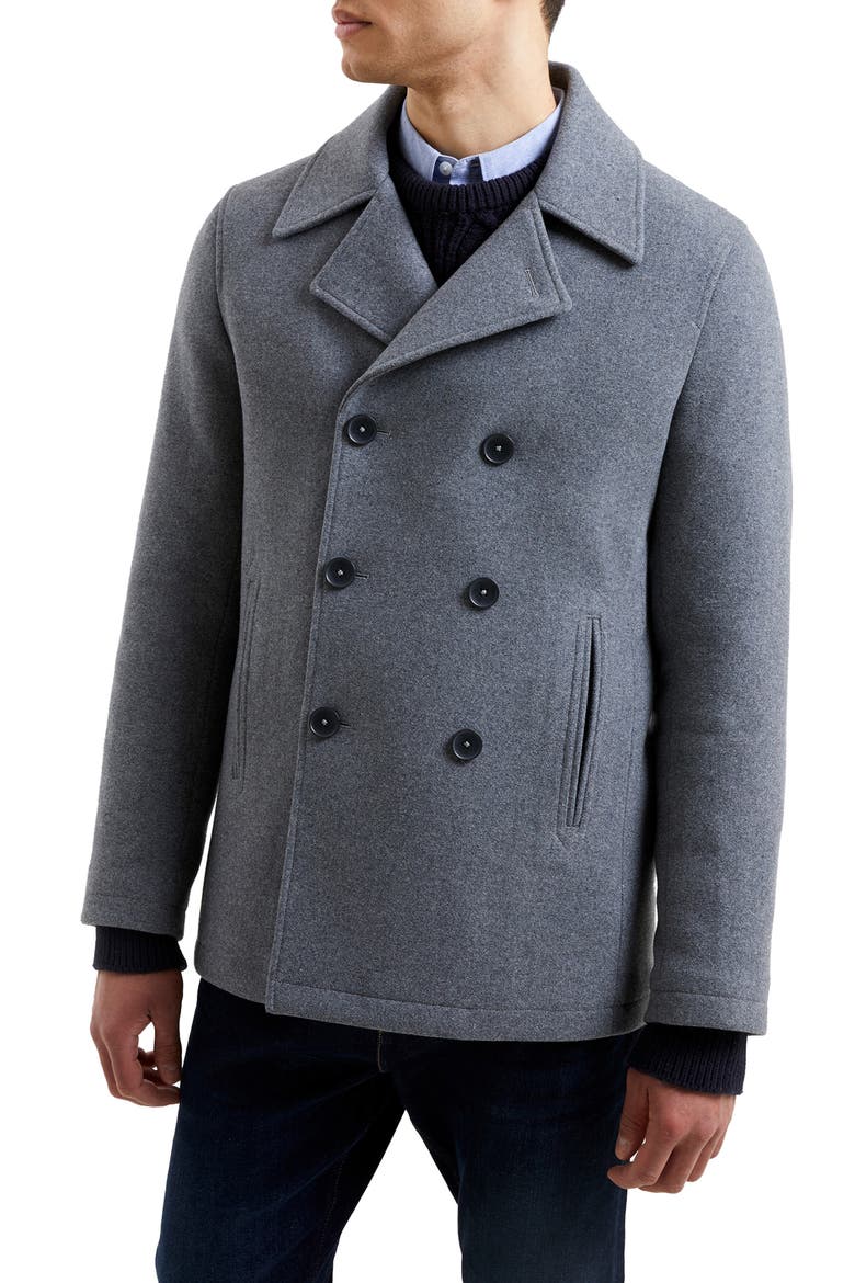 Wool Blend Peacoat, Main, color, LIGHT GREY MEL