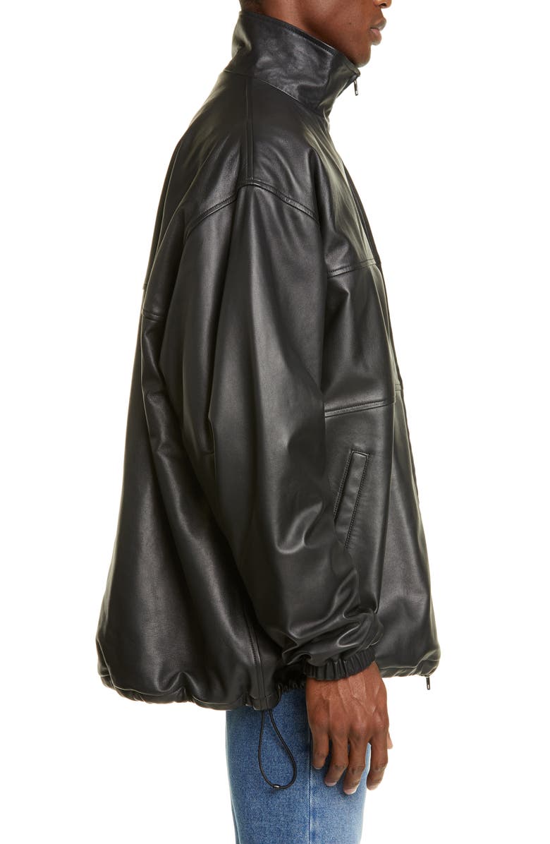 Balenciaga Oversize Lambskin Leather Track Jacket, Alternate, color, 