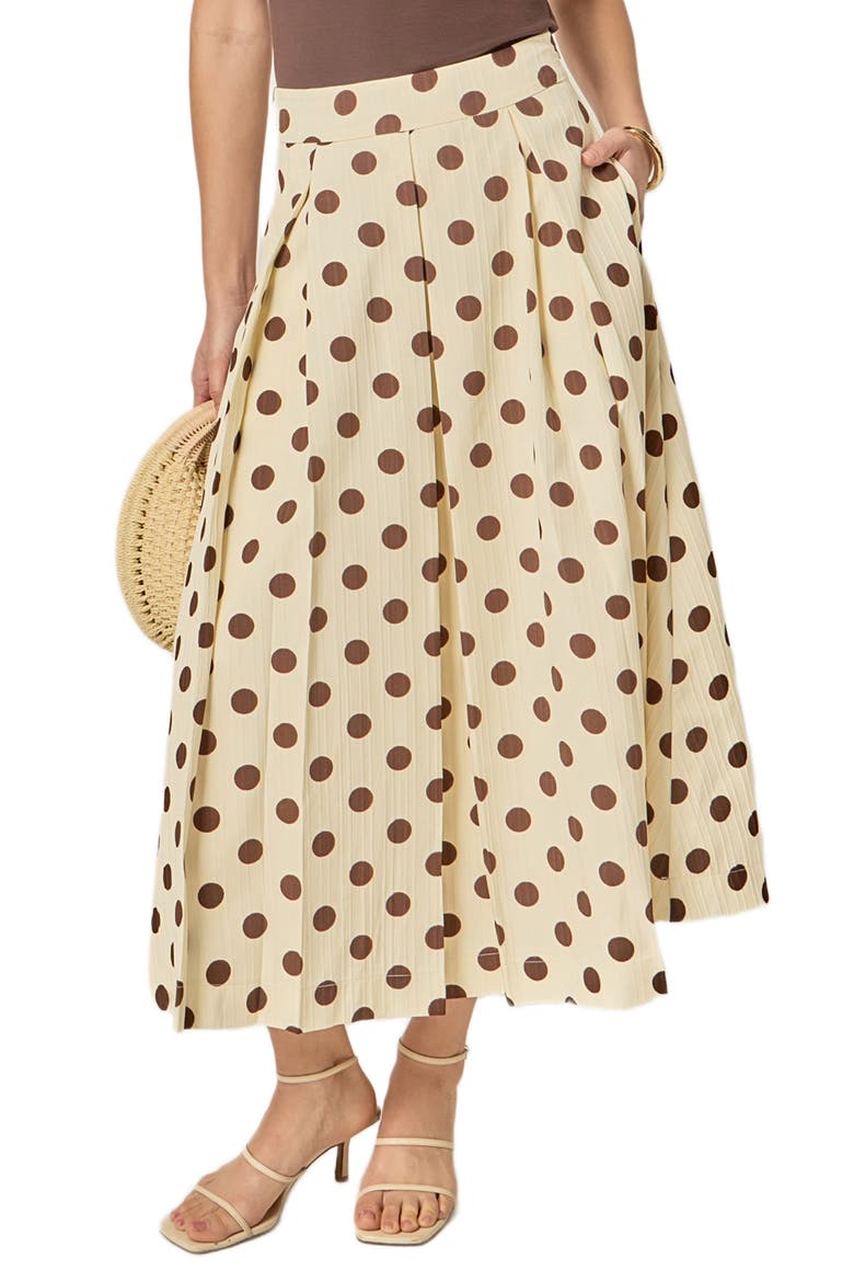 Polka Dot A-Line Midi Skirt, Alternate, color, CREAM