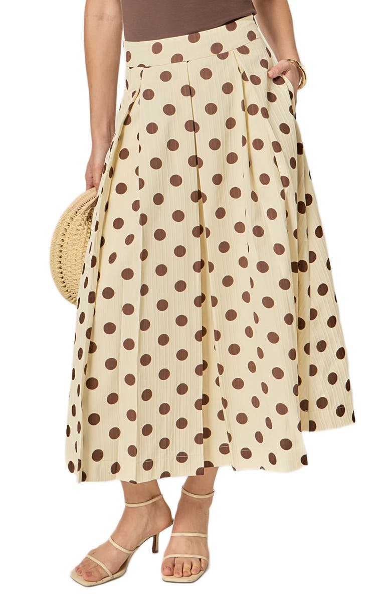 English Factory Polka Dot A-Line Midi Skirt, Alternate, color, Cream