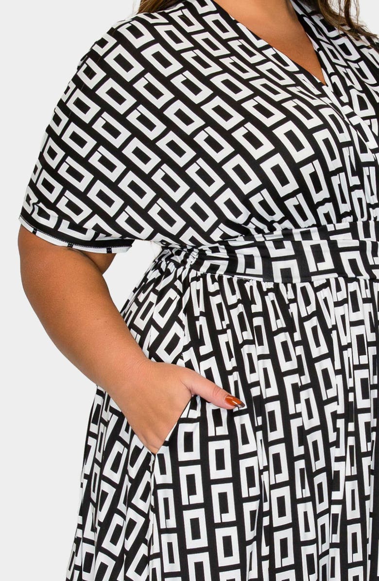 L I V D Bellano Geometric Print Empire Maxi Dress, Alternate, color, Black Ivory