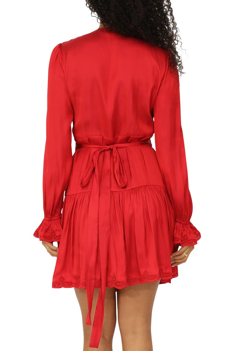 Wild Flower Embroidered Wrap Dress, Alternate, color, Red