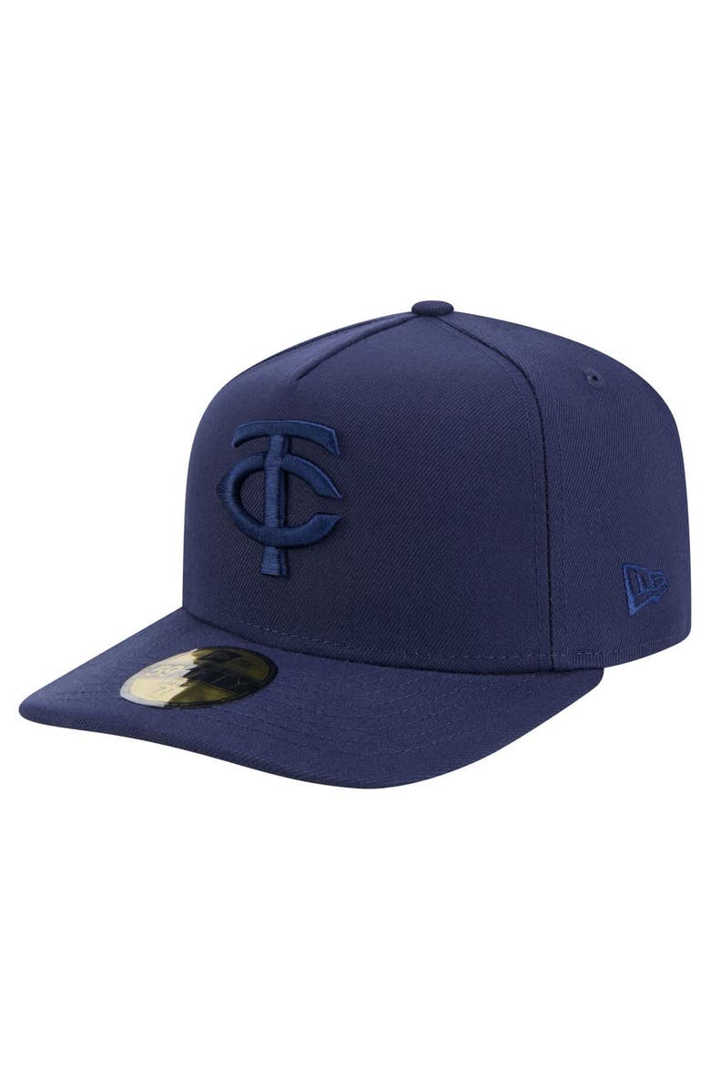 New Era Men's New Era Navy Minnesota Twins Color Pack A-Frame 59FIFTY Fitted Hat, Main, color, 