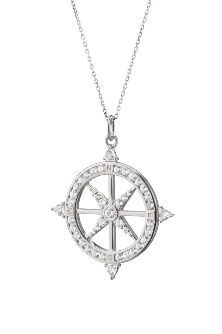 Adventure Compass Pendant Necklace, Main, color, SILVER