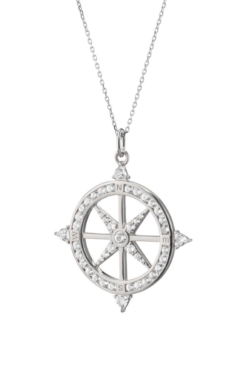 Monica Rich Kosann Adventure Compass Pendant Necklace, Main, color, Silver