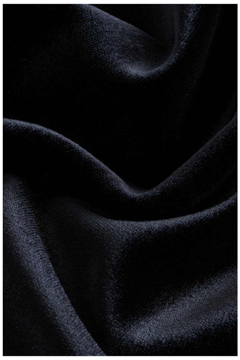 Asymmetric Neck Ruched Velvet Top, Alternate, color, BLACK