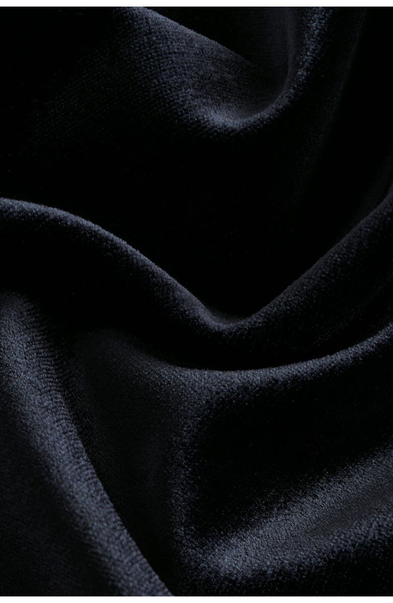 NEXT Asymmetric Neck Ruched Velvet Top, Alternate, color, Black