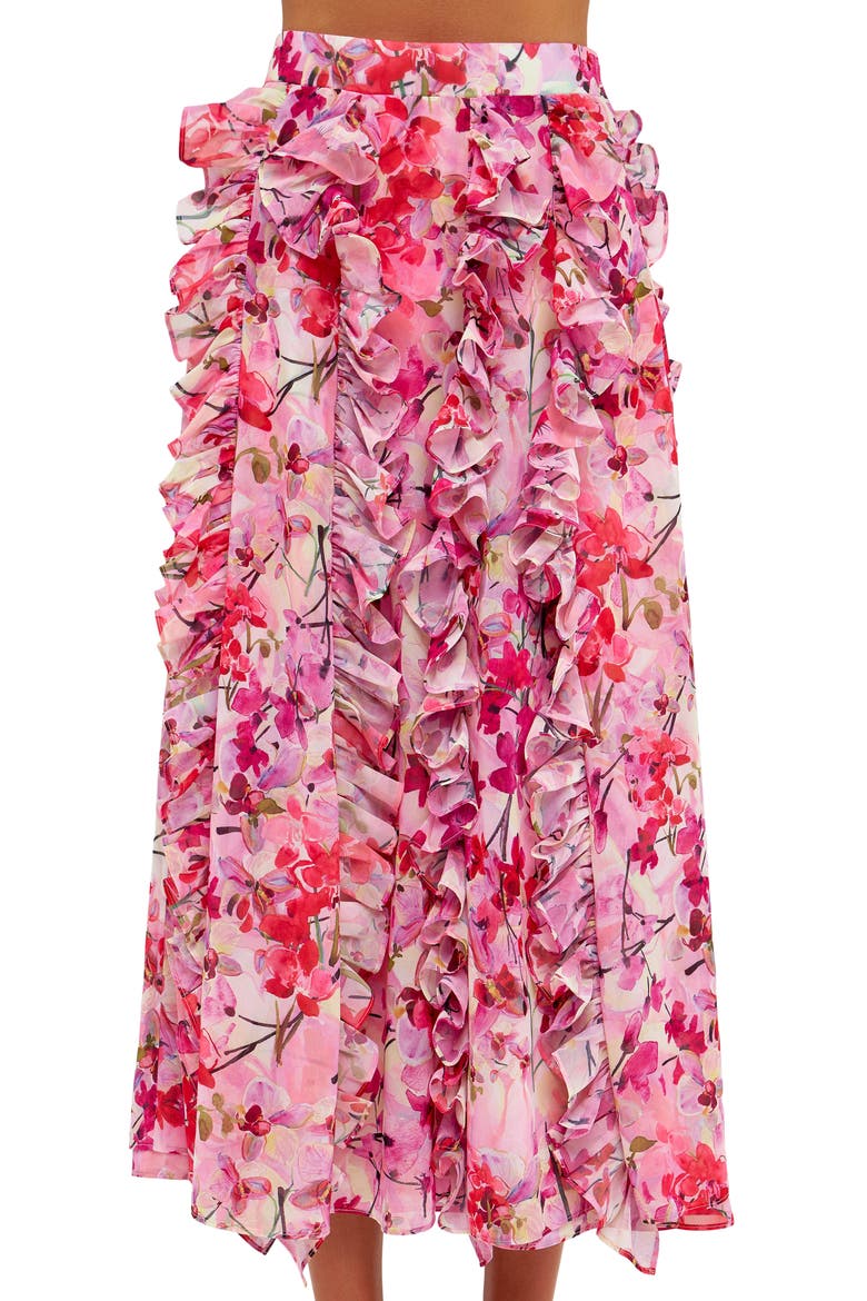 Floral Ruffle Skirt, Alternate, color, PINK MULTI