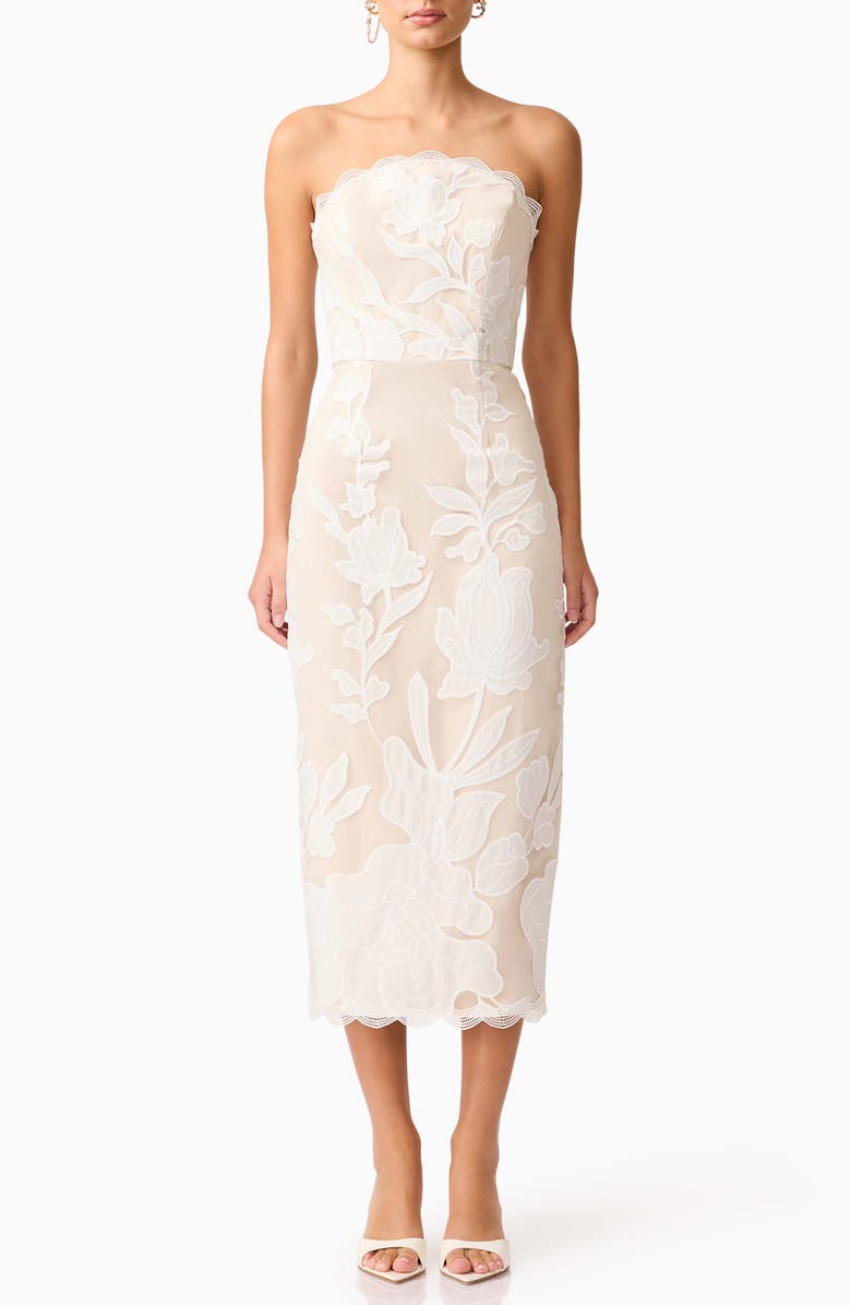 Cali Strapless Lace Midi Dress